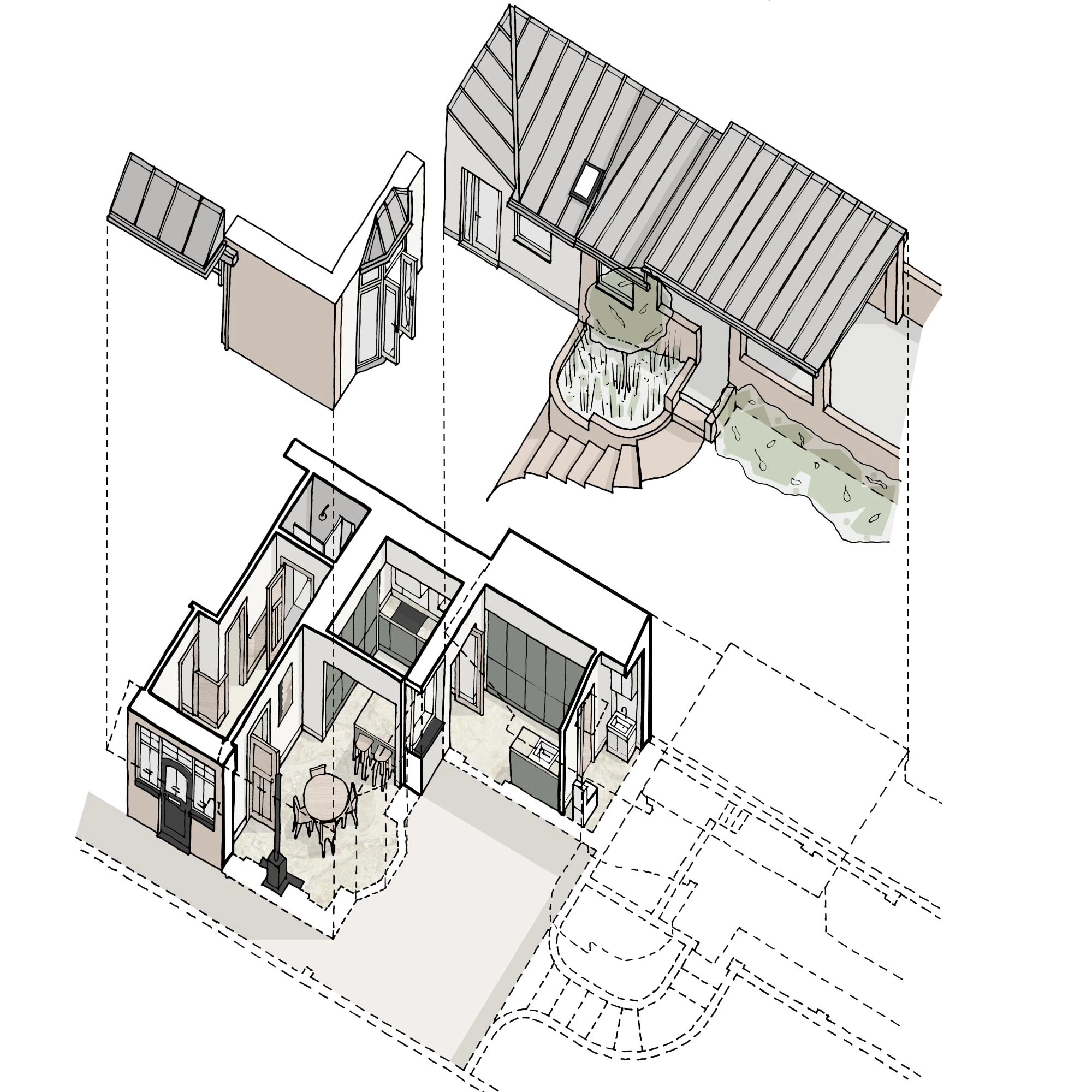 Hand drawing of design plans