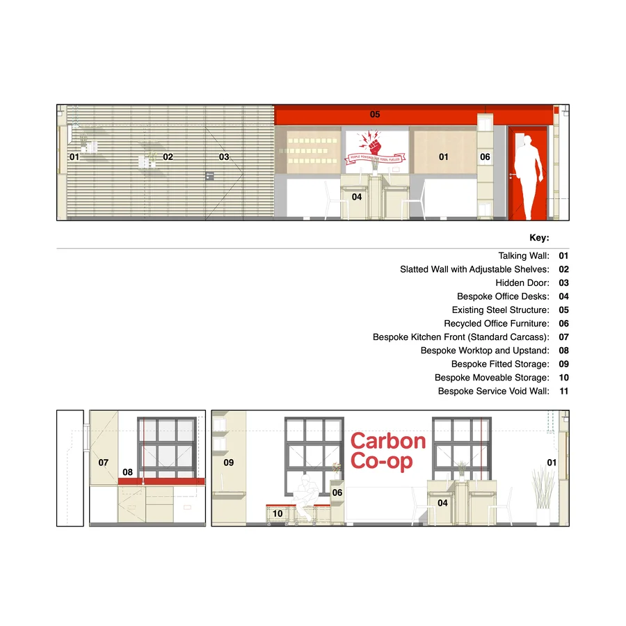 Office floor plan elevations