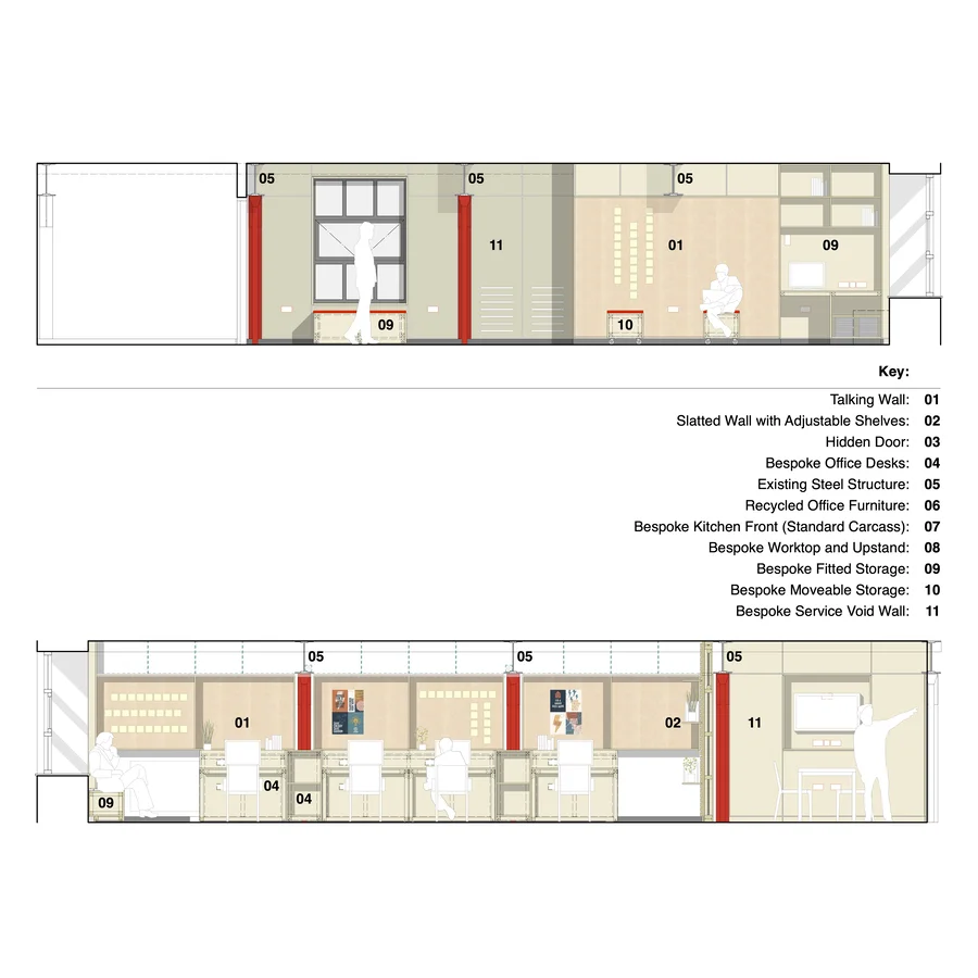 Office floor plan elevations