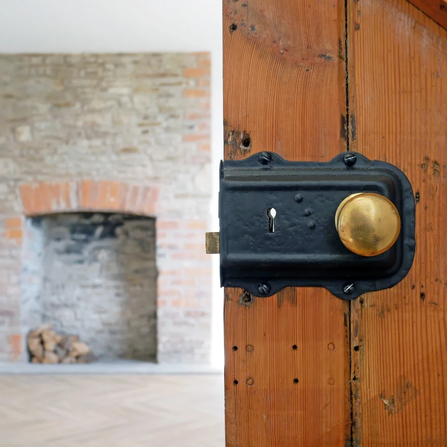 Detail of brass front door handle