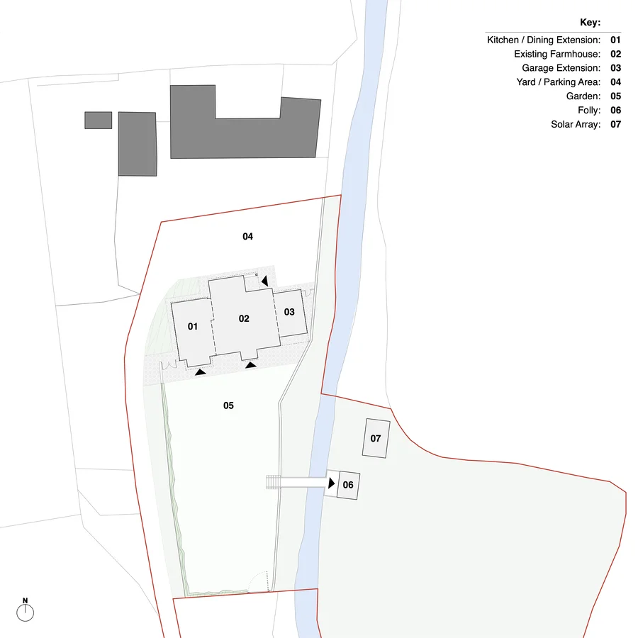 Architectural site plan of Welsh riverine property