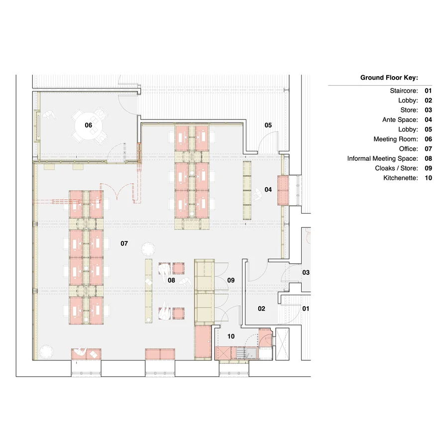 Detailed office floor plan