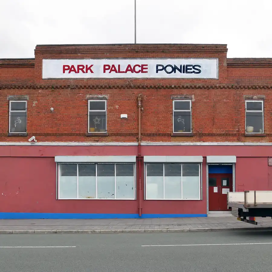 Pony yard and stables on a sunny day