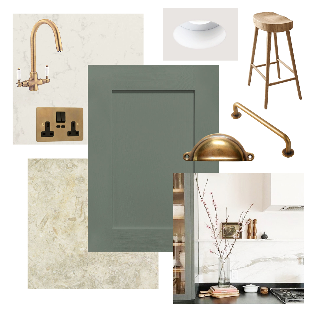 Mood board with fixtures and furnishings